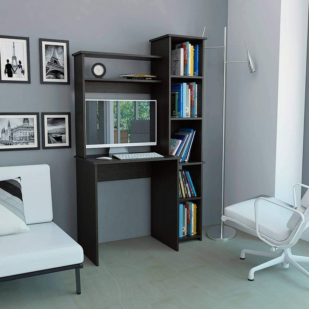 Modern Black  Office Desk with Storage Cabinet