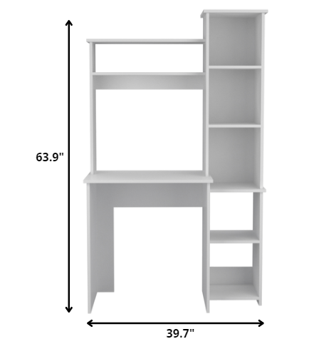 Modern White  Office Desk with Storage Cabinet