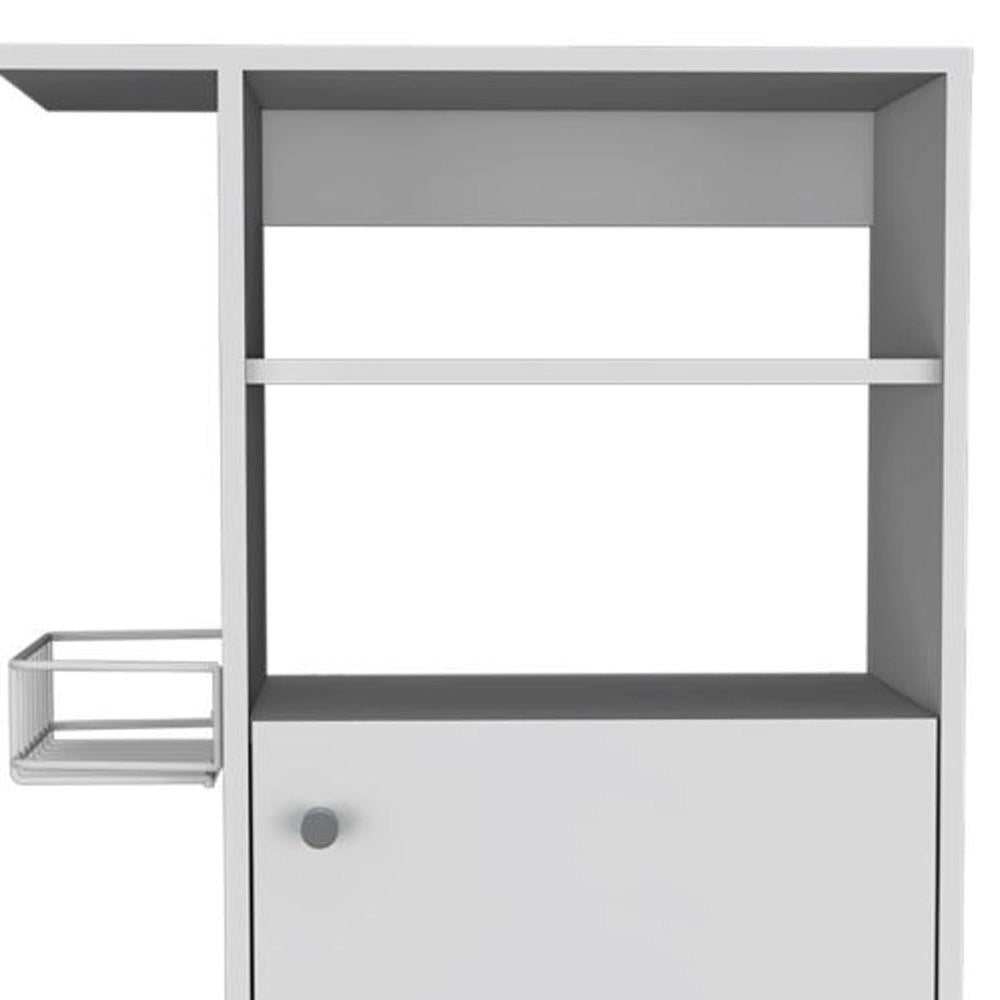 Contemporary White Rolling Kitchen Cart