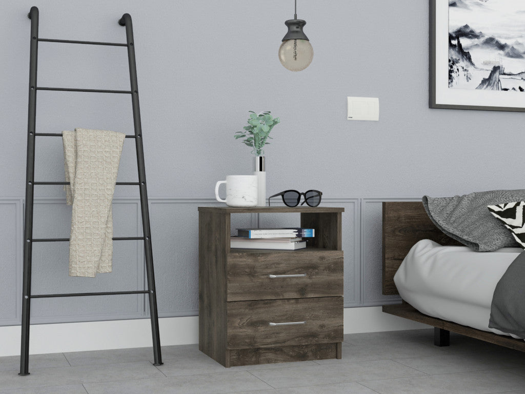 Modern and Stylish Dark Brown Particle Bedroom Nightstand