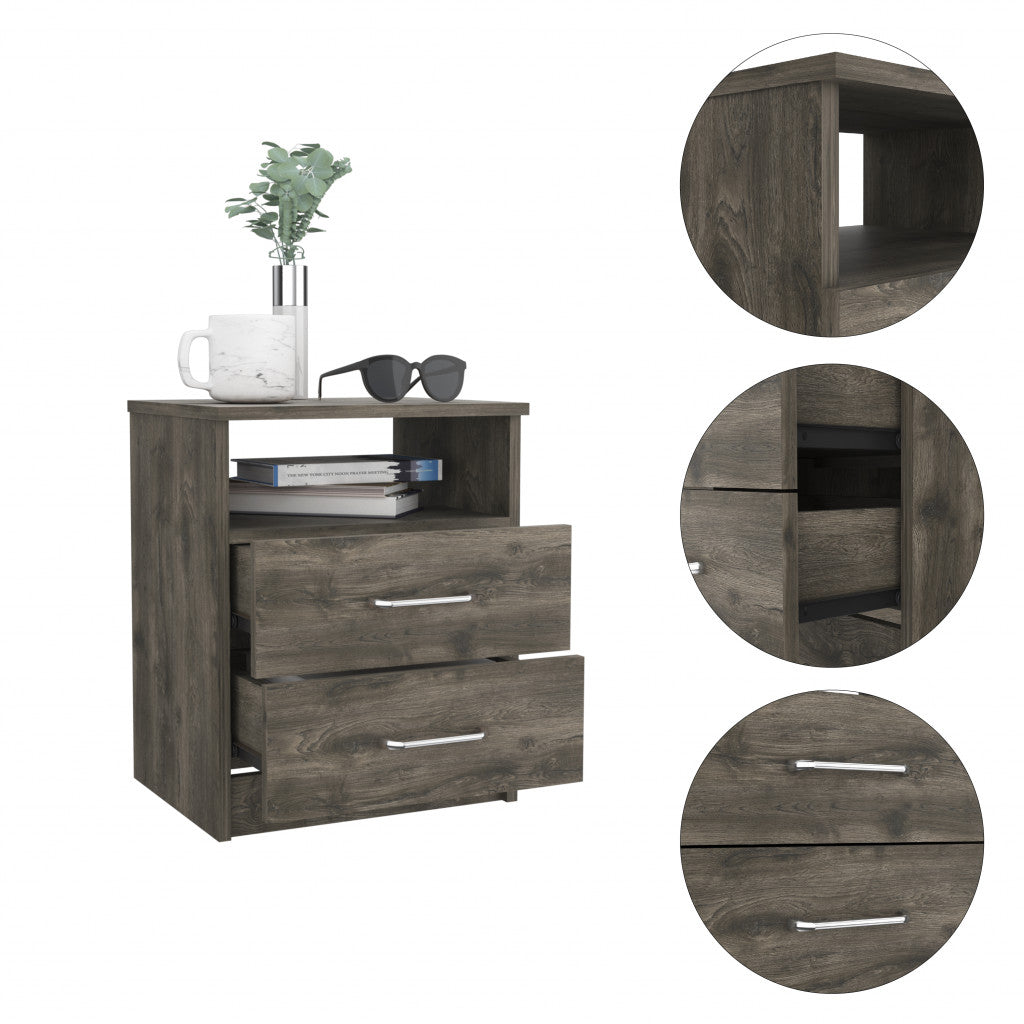 Modern and Stylish Dark Brown Particle Bedroom Nightstand