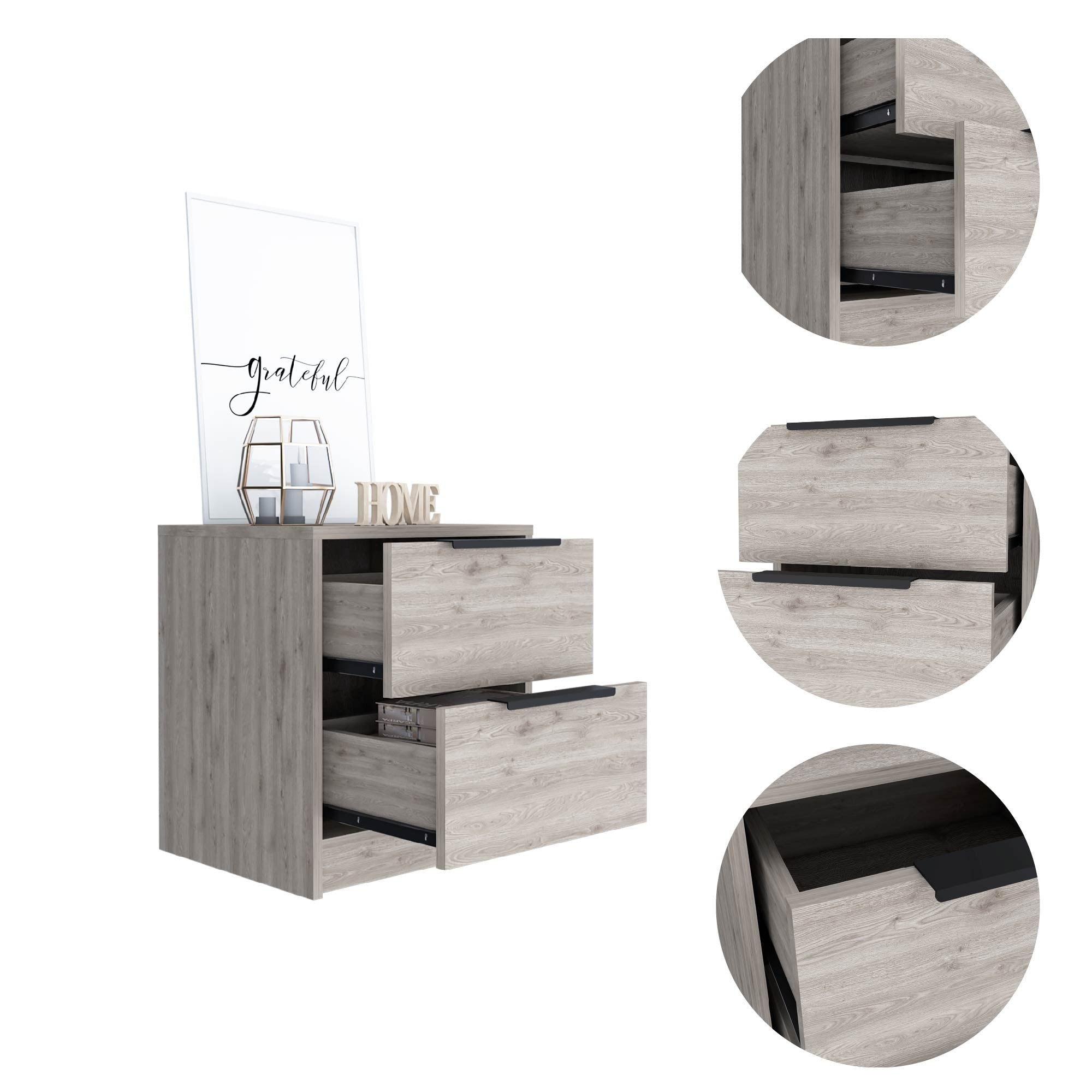 Stylish Black Wengue Two Drawer Nightstand