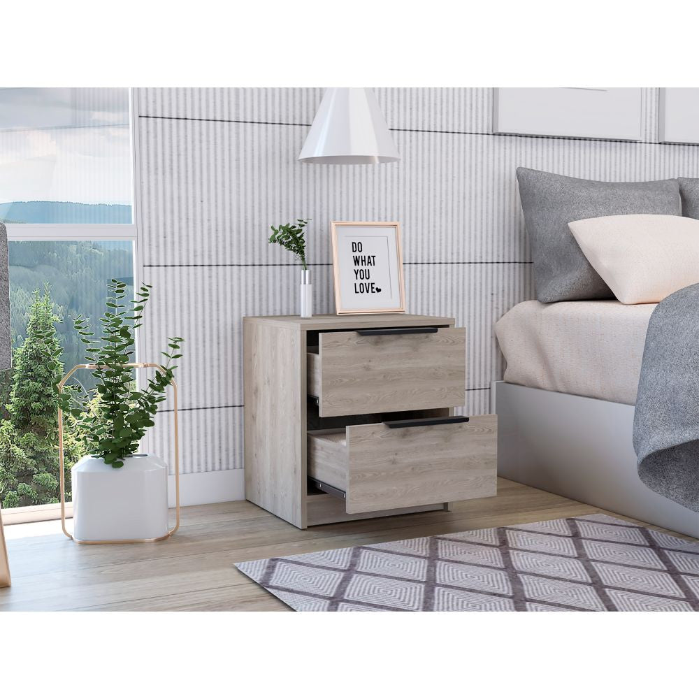 Stylish Black Wengue Two Drawer Nightstand