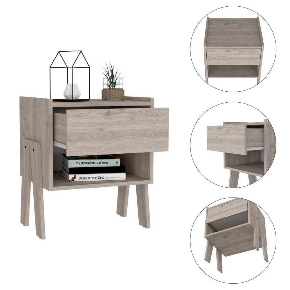 Sleek and Trendy Light Grey Bedroom Nightstand