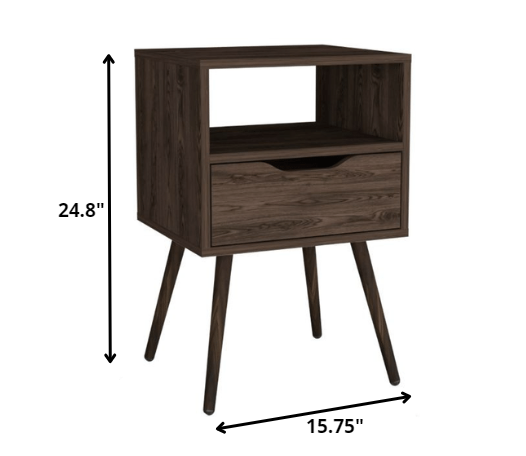 Modern Dark Walnut Bedroom Nightstand