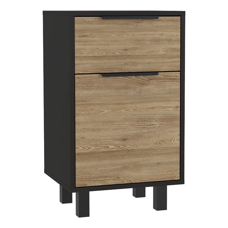 Stylish Black Wengue and Pine Bedroom Nightstand