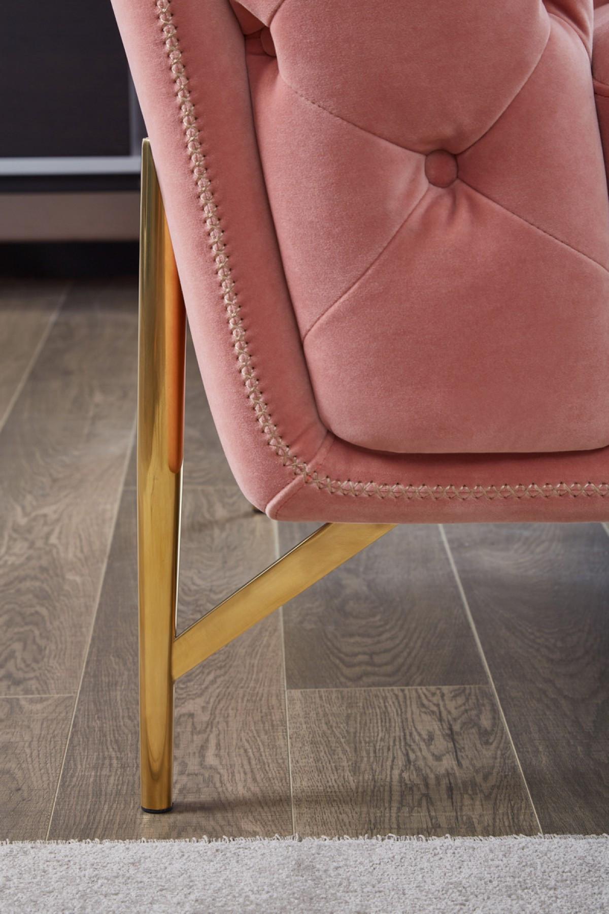 Stylish Pink Velvet  Loveseat With Diamond Tufts