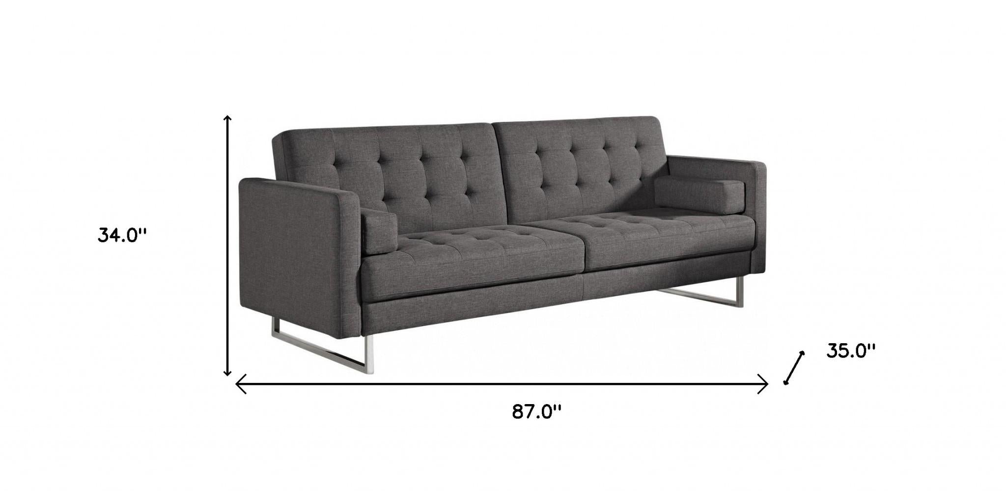 Contemporary Grey Sofa Bed With Steel Legs