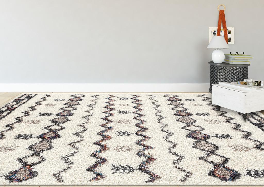 9' X 12' Gray And Ivory Moroccan Stain Resistant Area Rug