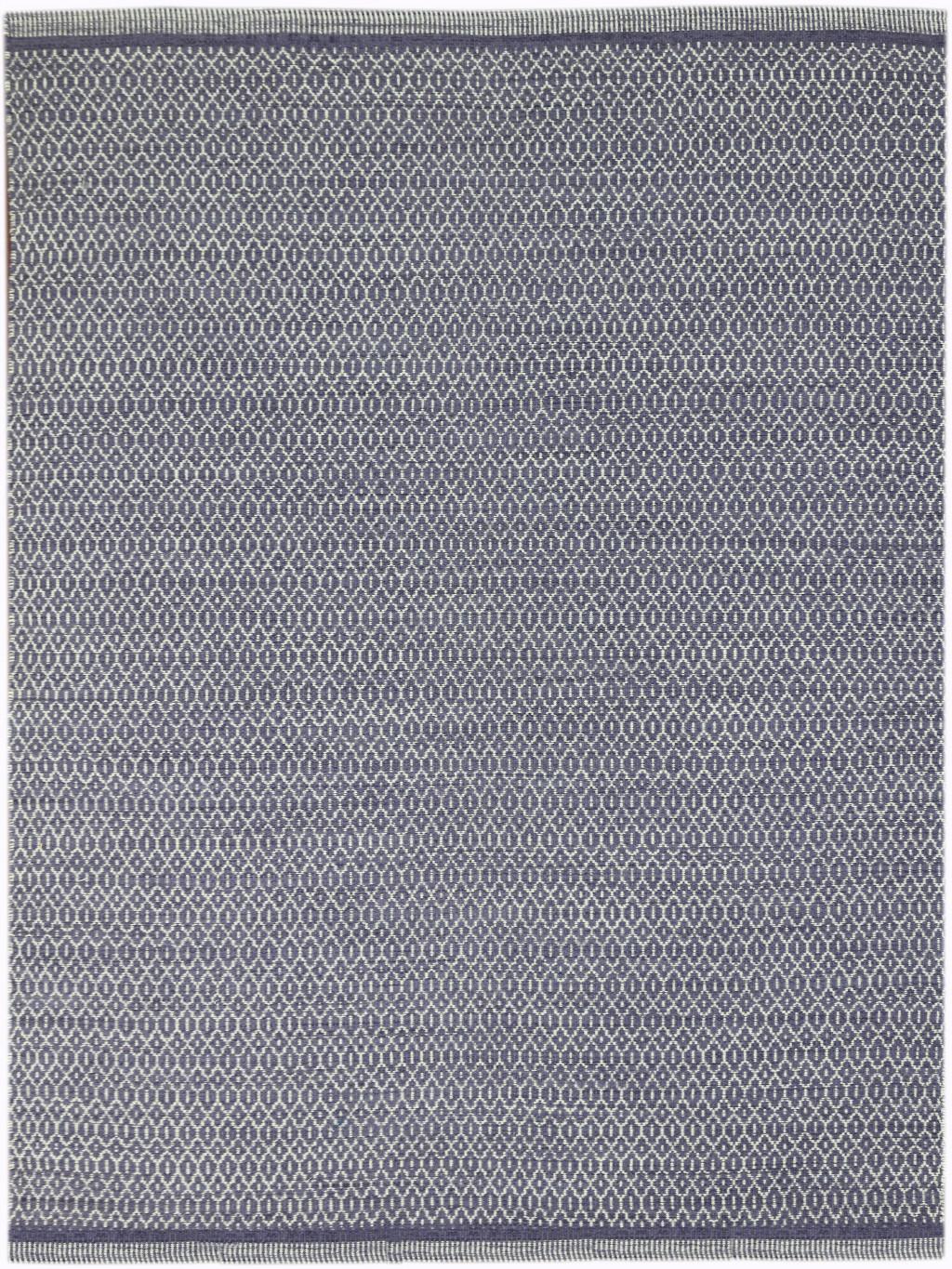 8' X 10' Blue And White Wool Geometric Flatweave Area Rug Default Title