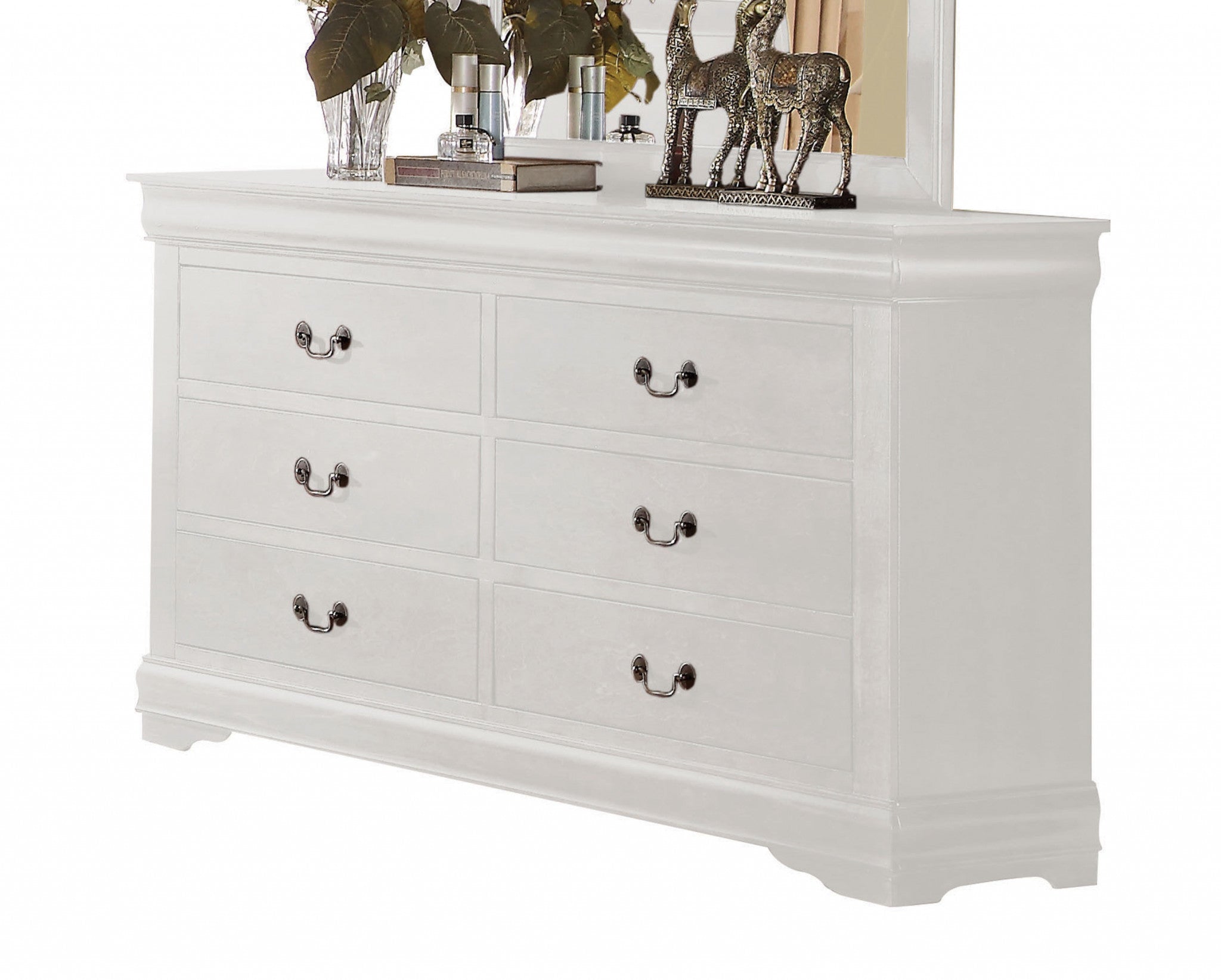 57" White Solid Wood Six Drawer Double Dresser Default Title