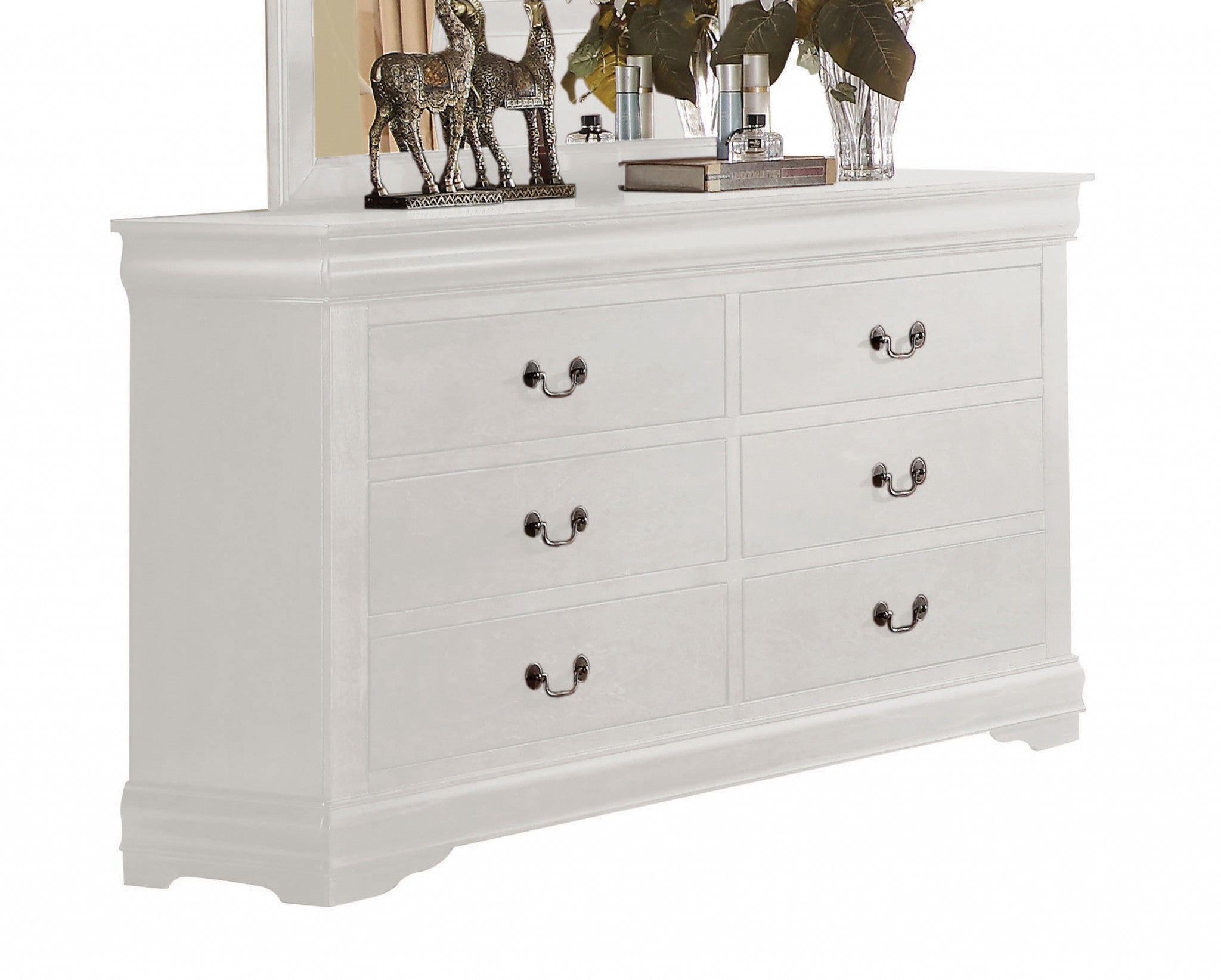 57" White Solid Wood Six Drawer Double Dresser Default Title