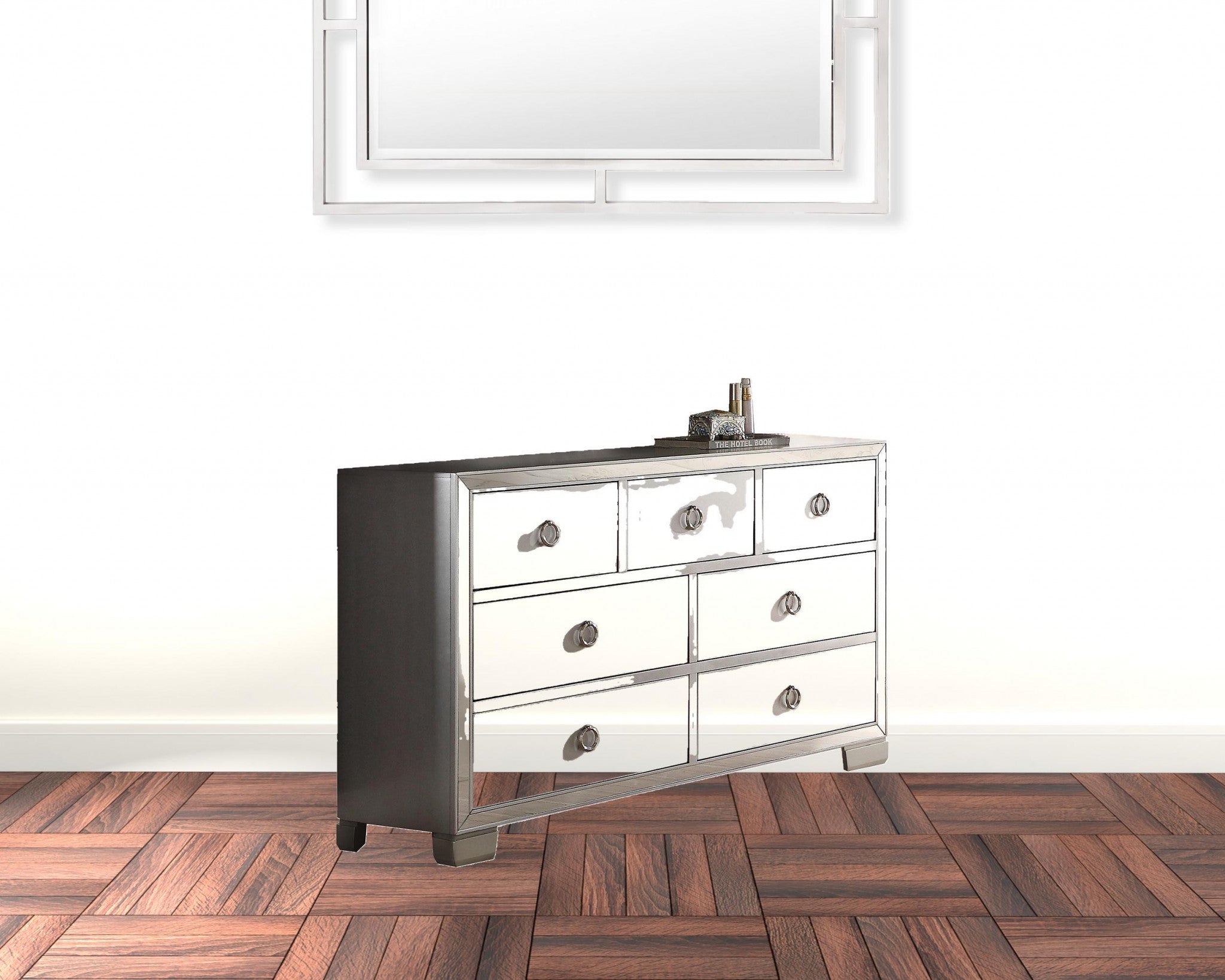 57" Platinum Manufactured Wood Seven Drawer Triple Dresser Default Title