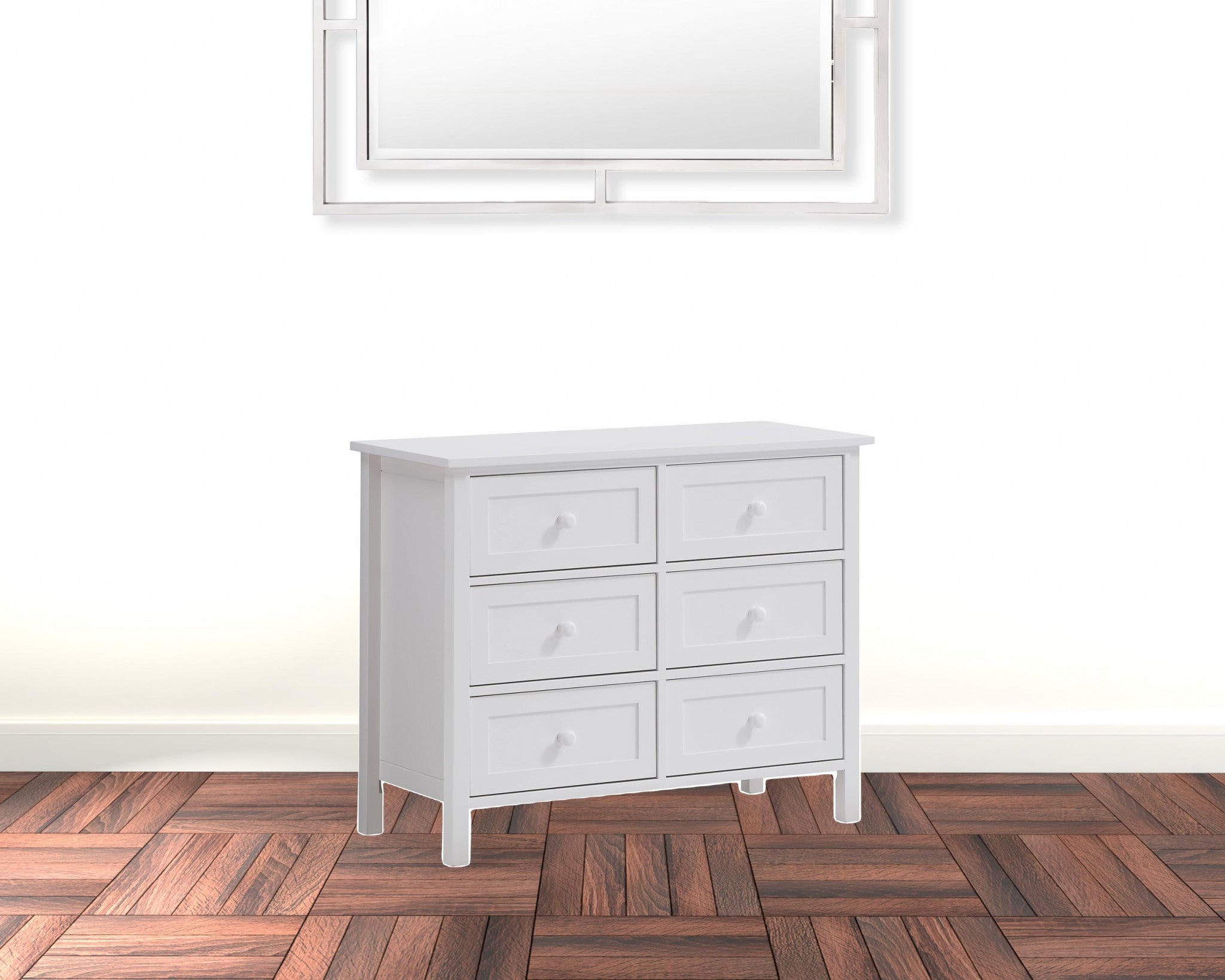 39" White Manufactured Wood Six Drawer Standard Dresser Default Title