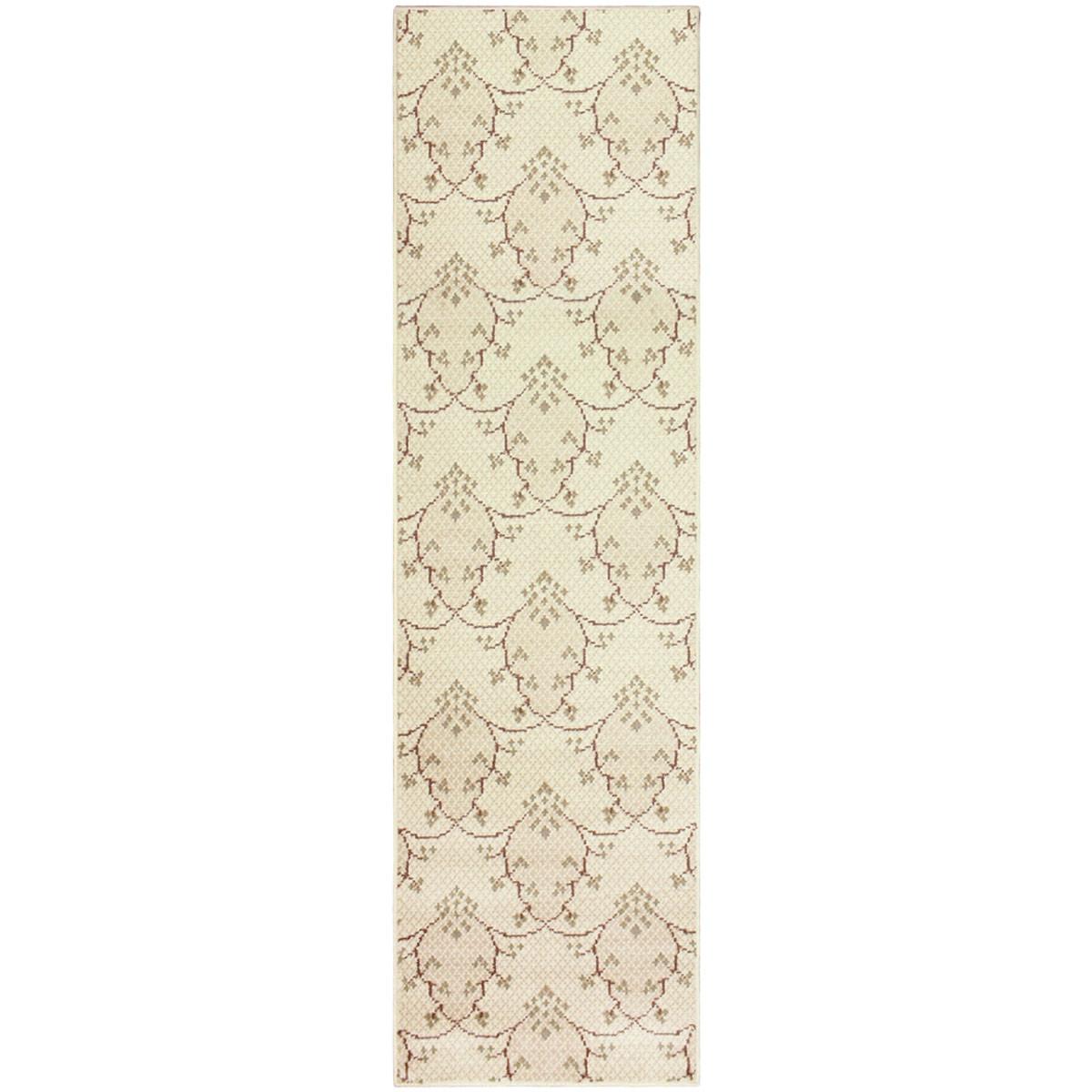 8' Runner Beige Green And Brown Floral Stain Resistant Runner Rug