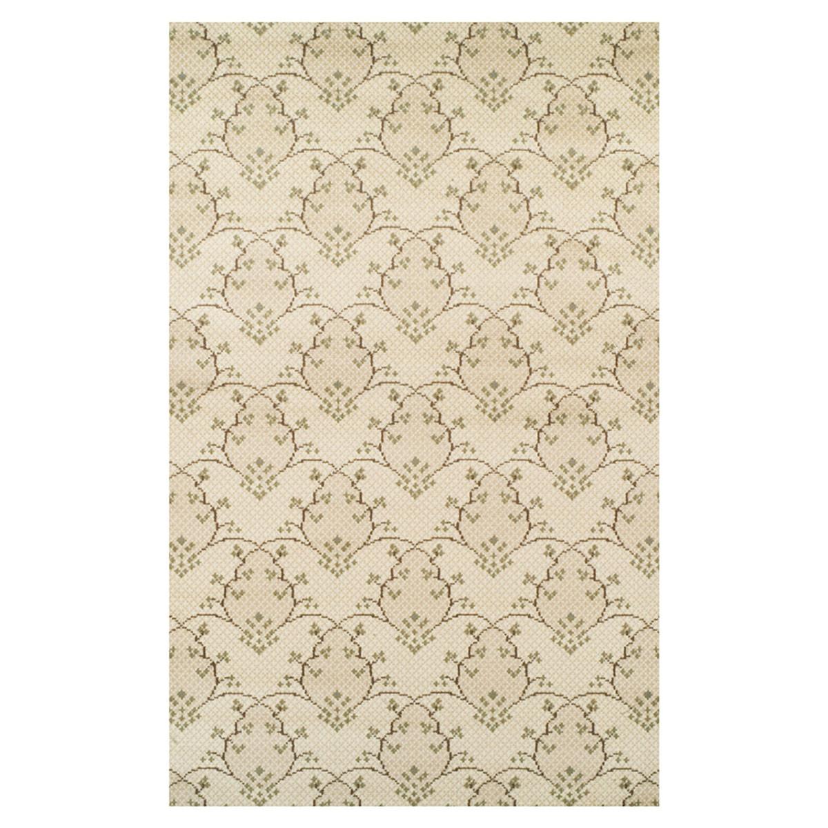 8' X 10' Beige Green And Brown Floral Vines Stain Resistant Area Rug Default Title