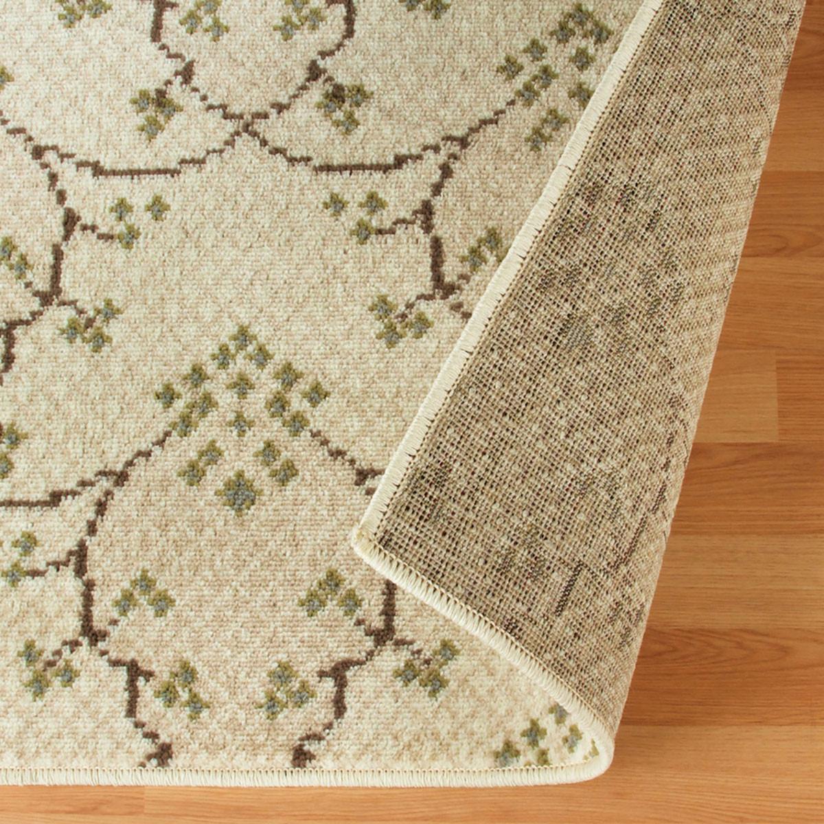 8' X 10' Beige Green And Brown Floral Vines Stain Resistant Area Rug