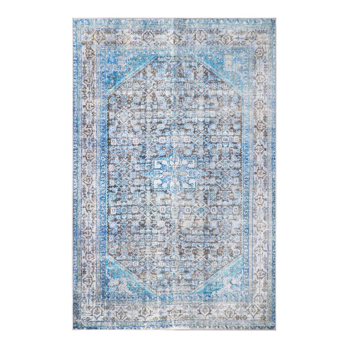5' X 7' Shades Of Azure Oriental Medallion Stain Resistant Area Rug Default Title