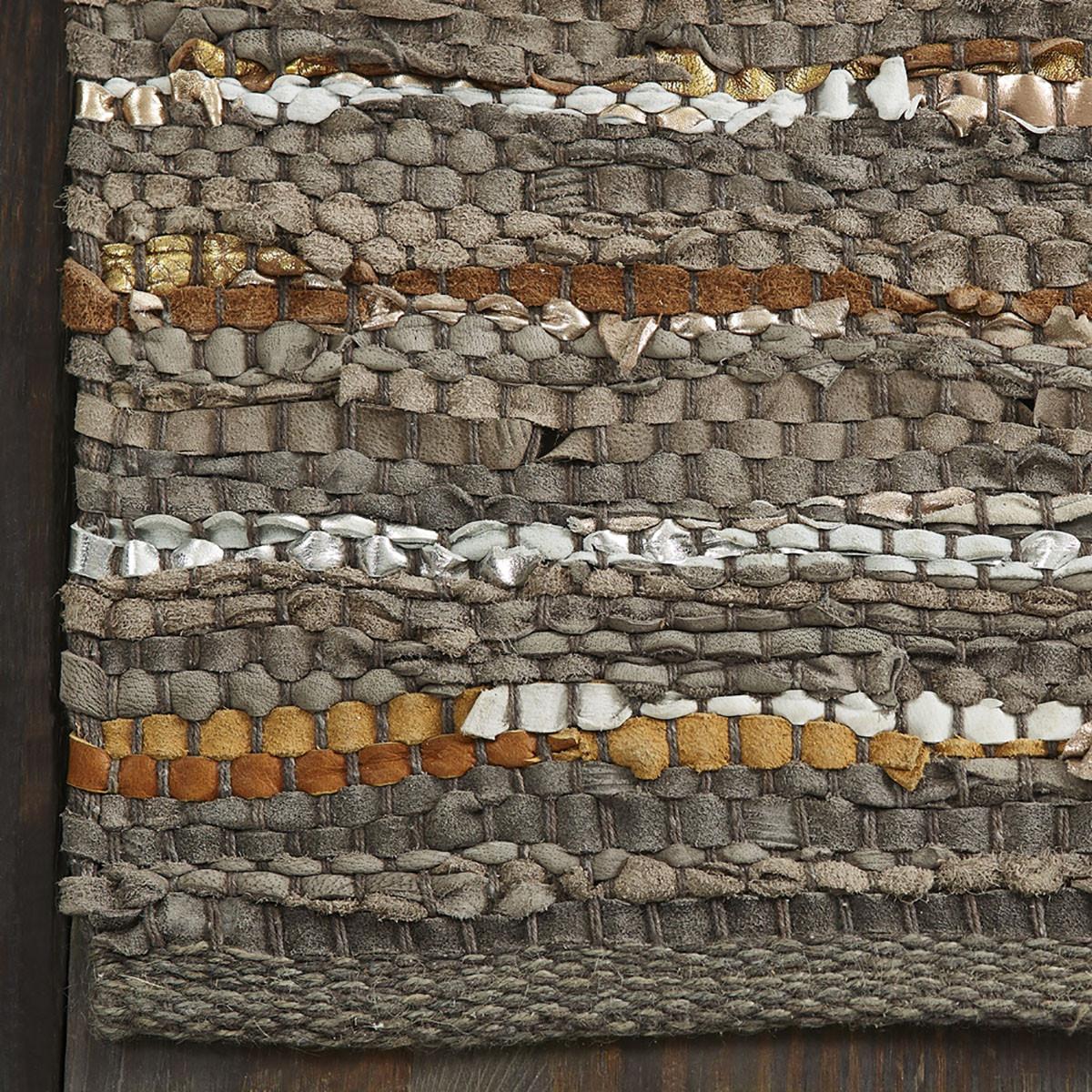 2' X 3' Fossil Striped Handmade Leather Area Rug