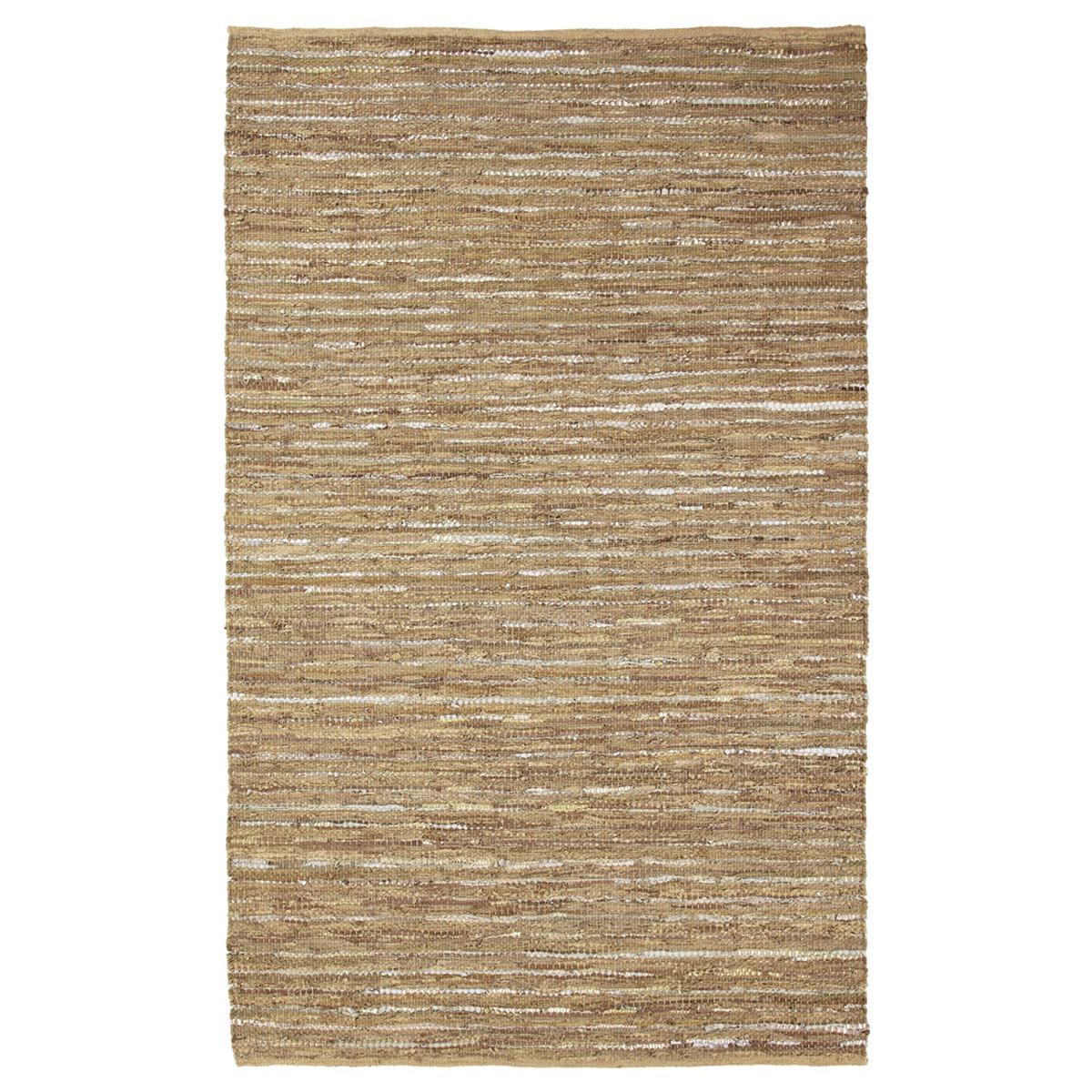 5' X 8' Camel Striped Handmade Leather Area Rug Default Title