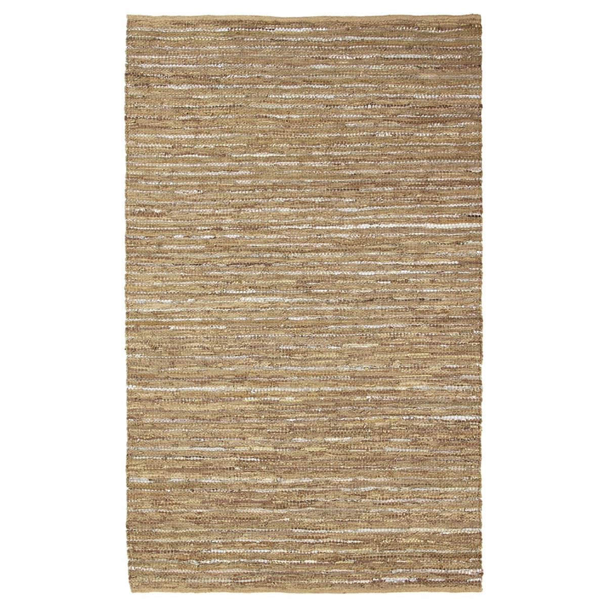 8' X 10' Camel Striped Handmade Leather Area Rug