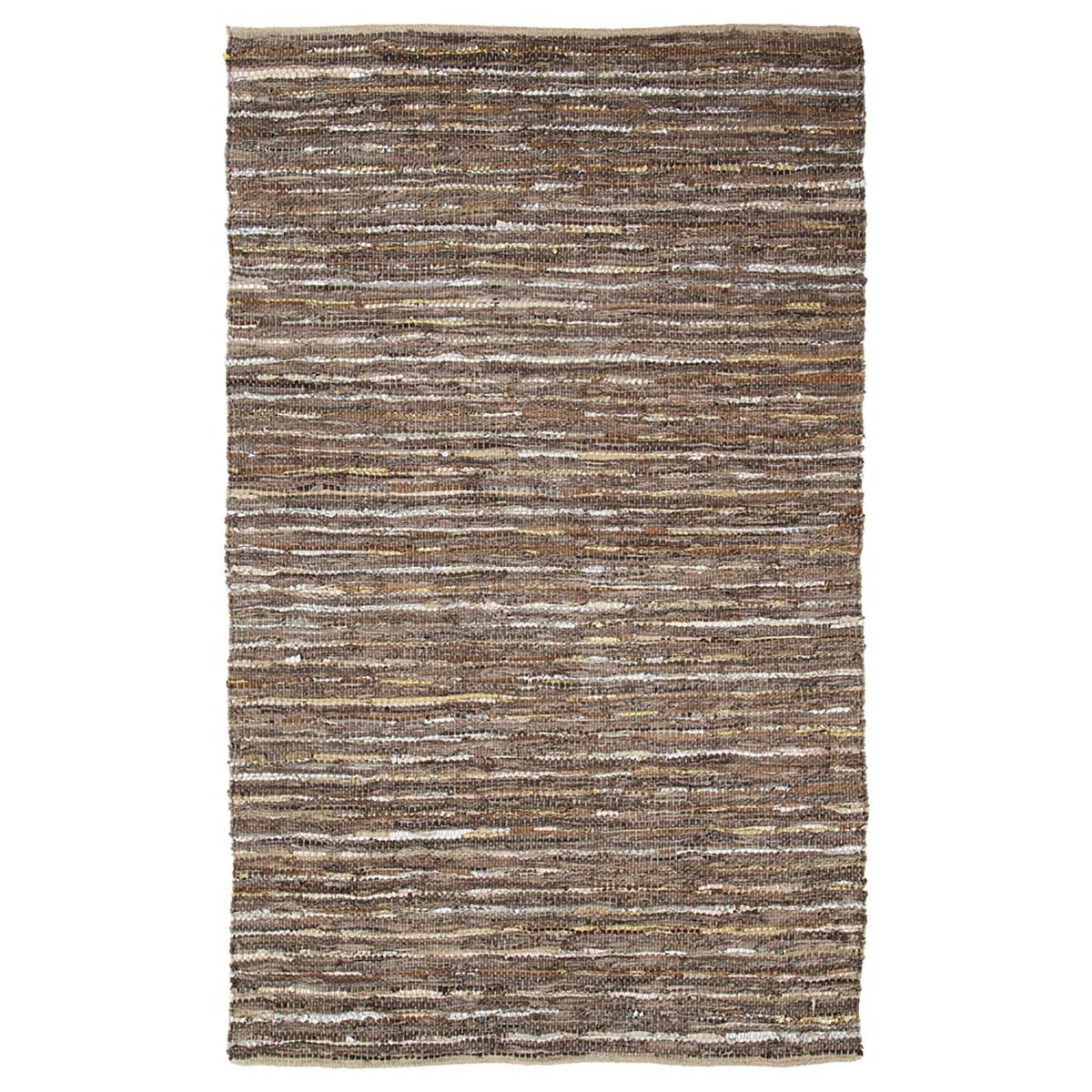 8' X 10' Desert Taupe Striped Handmade Leather Area Rug Default Title