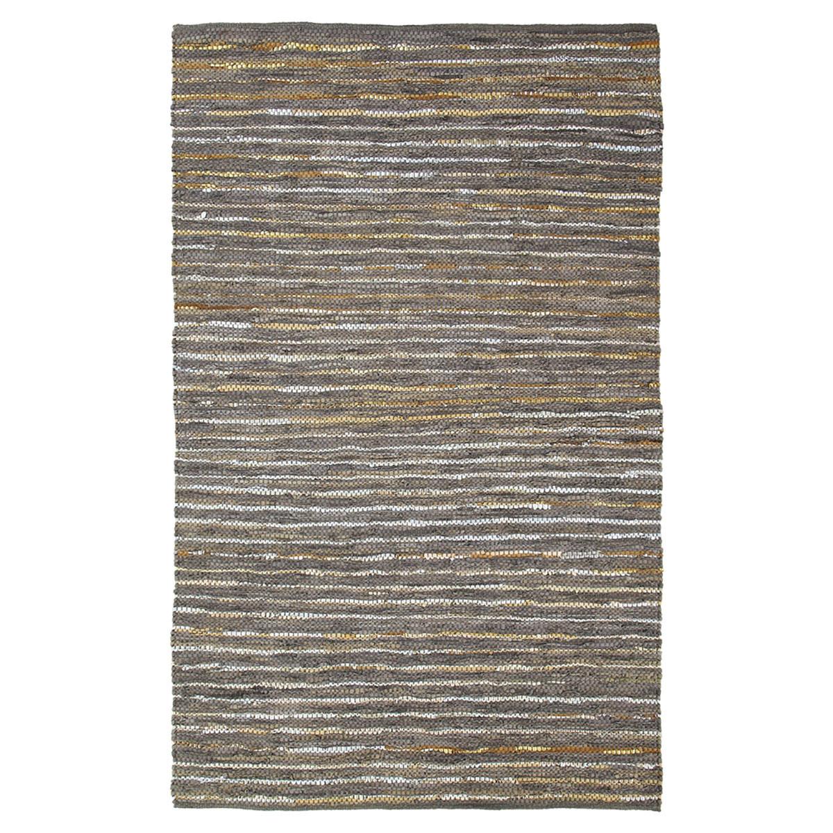 8' X 10' Fossil Striped Handmade Leather Area Rug Default Title