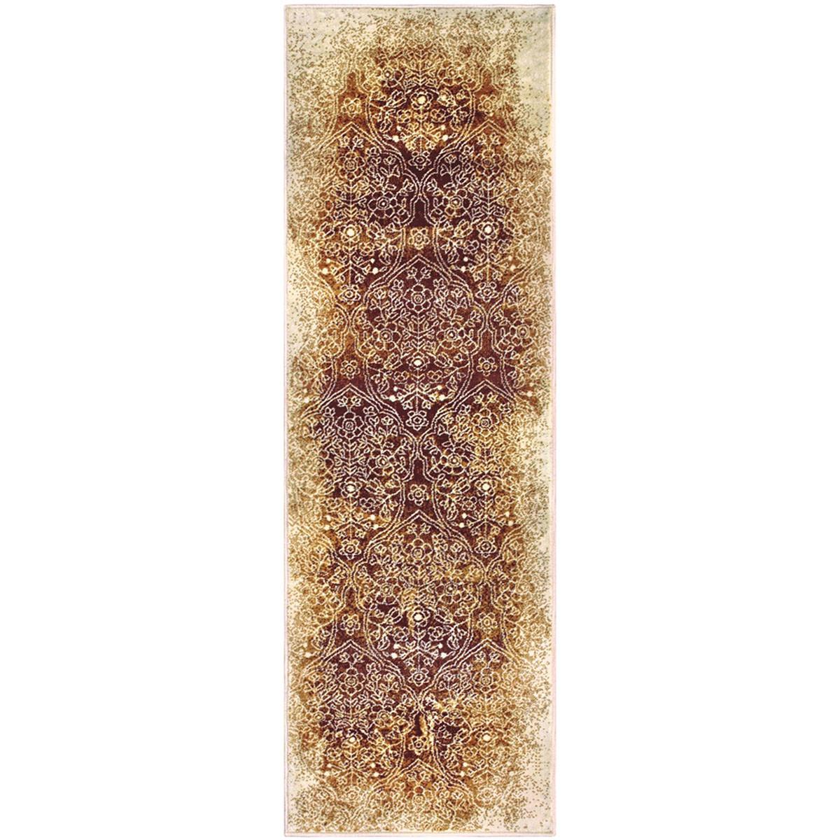 8' Orange Medallion Stain Resistant Runner Rug Default Title