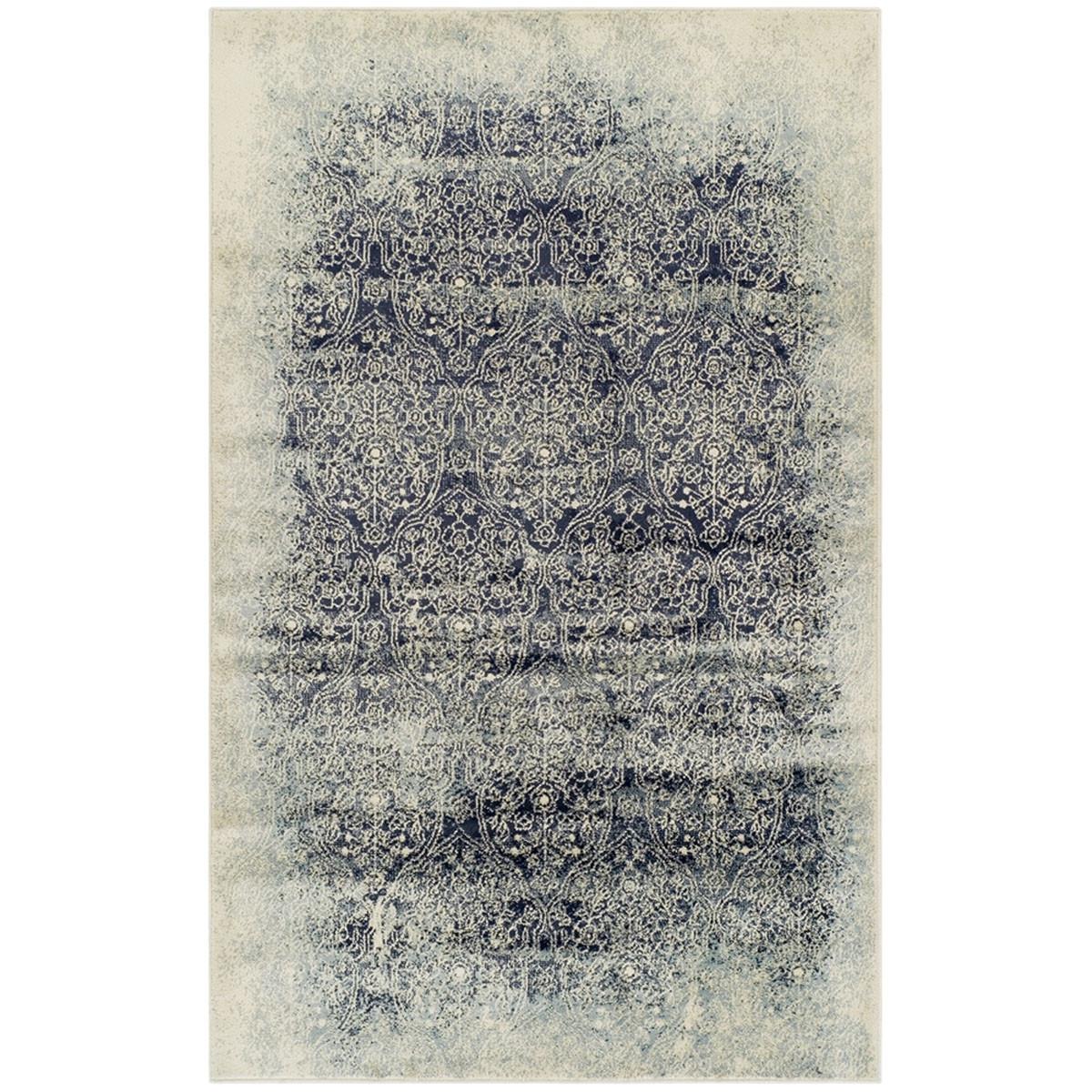 5' X 8' Navy Blue Medallion Stain Resistant Area Rug Default Title