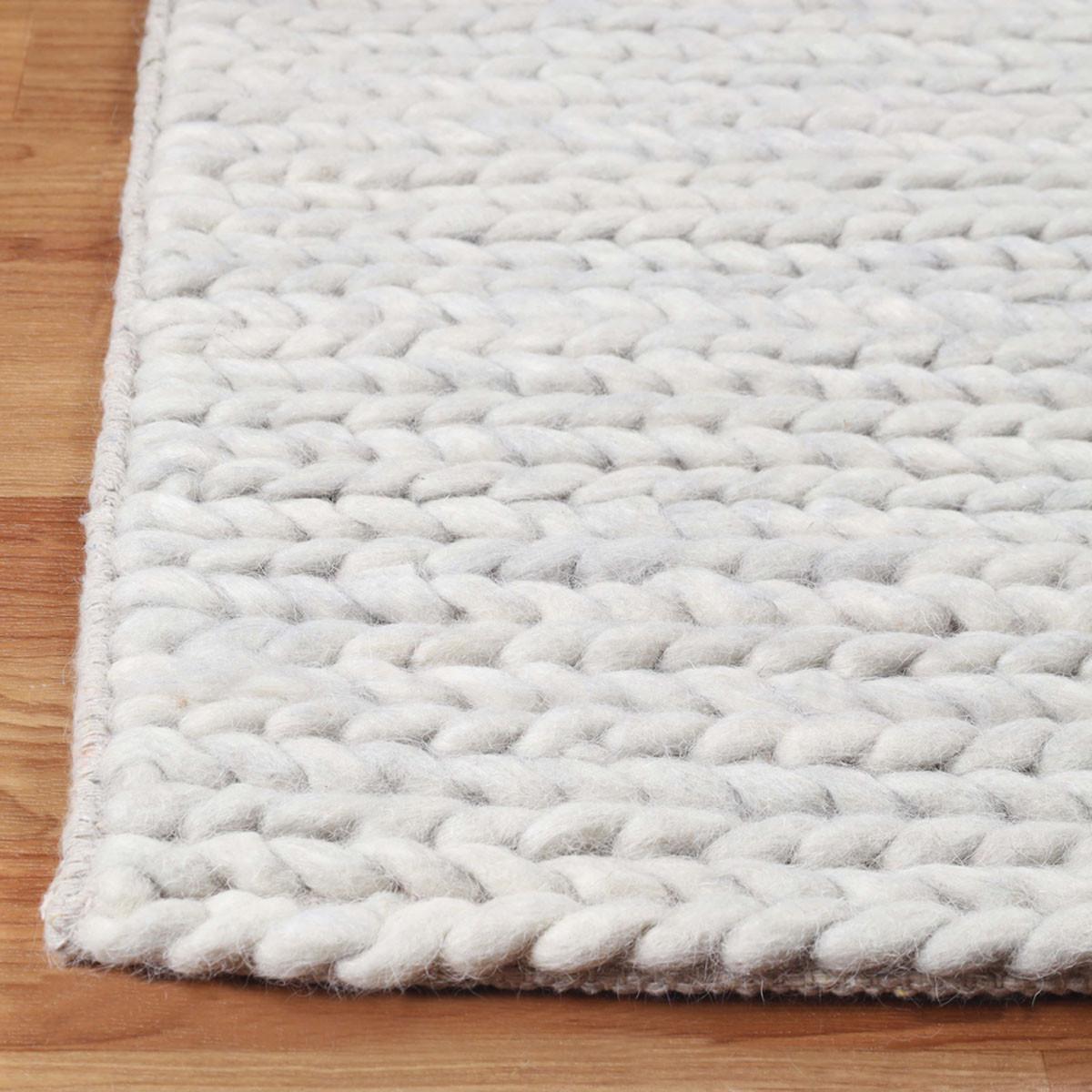 10' Light Grey Wool Handmade Stain Resistant Runner Rug