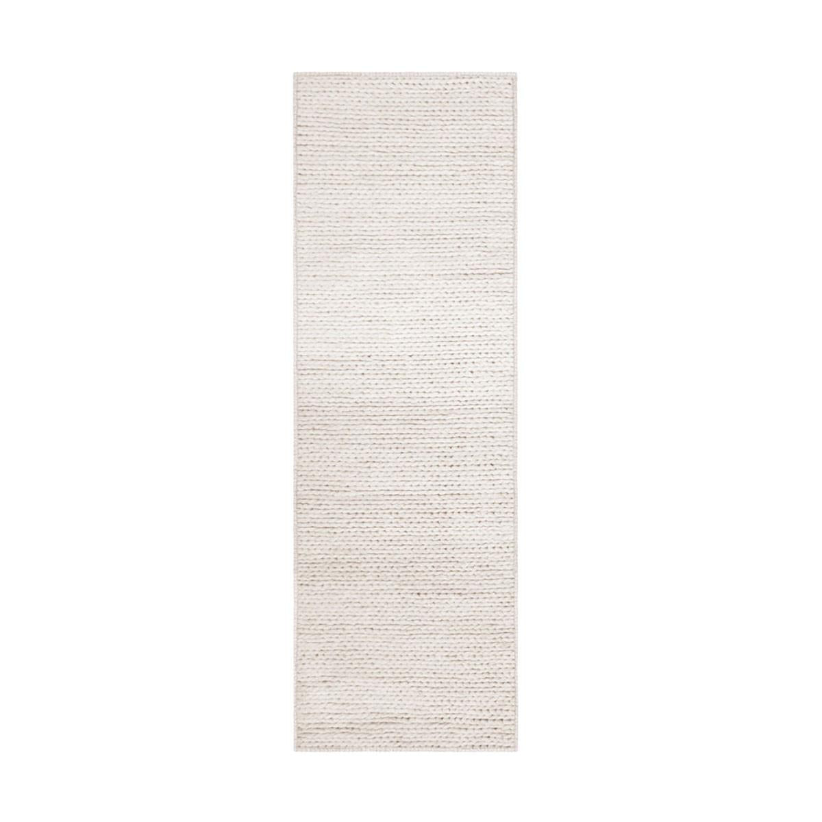 10' Off White Wool Handmade Stain Resistant Runner Rug