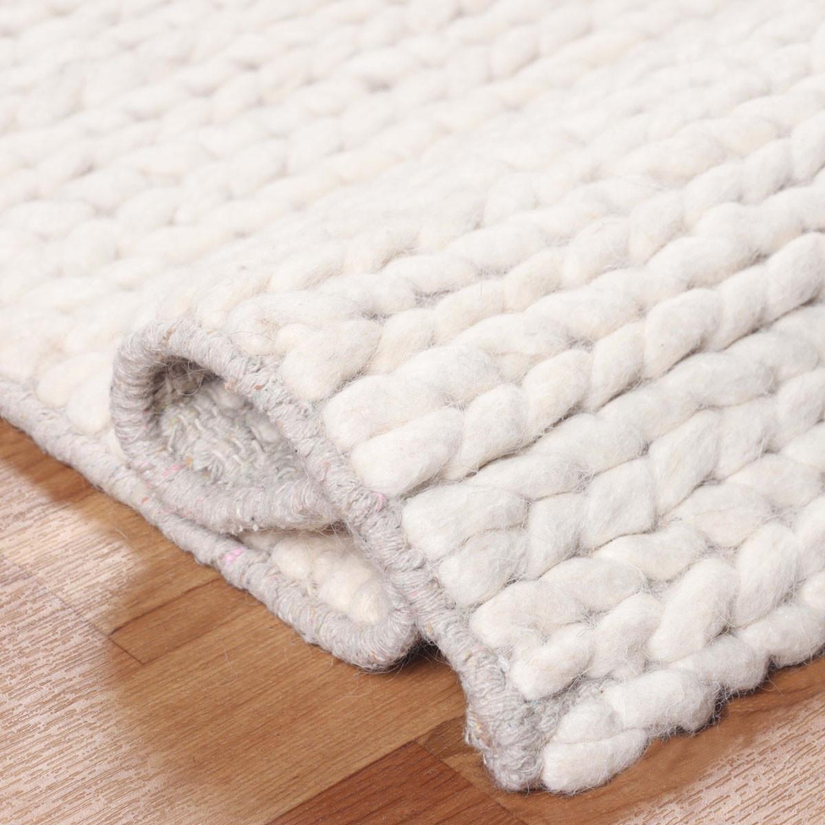 10' Off White Wool Handmade Stain Resistant Runner Rug