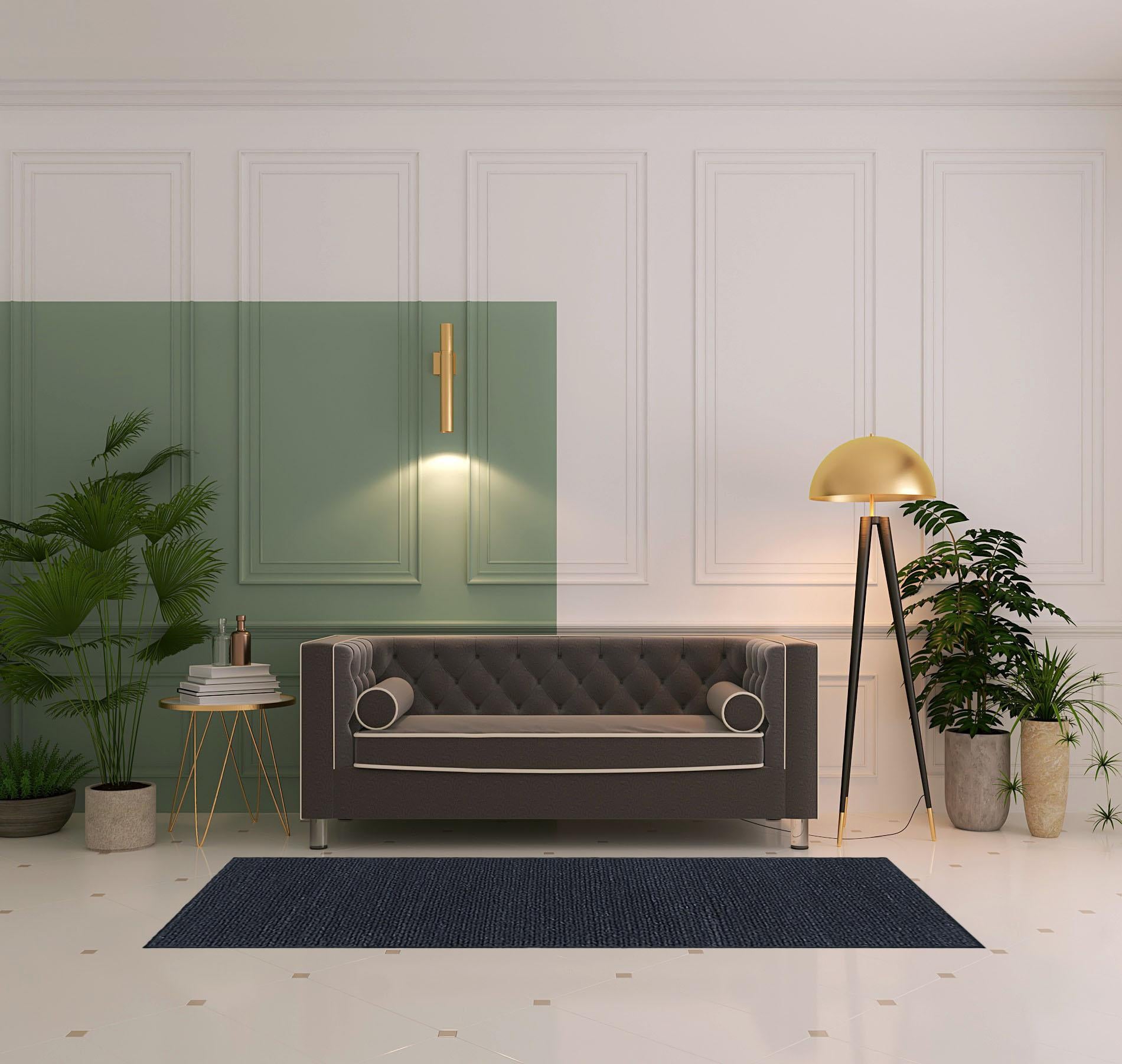 8' Black Wool Handmade Stain Resistant Runner Rug