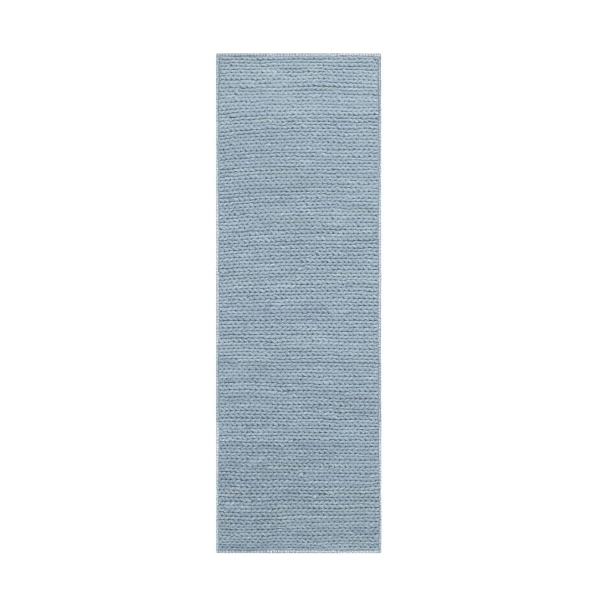 8' Light Blue Wool Handmade Stain Resistant Runner Rug Default Title