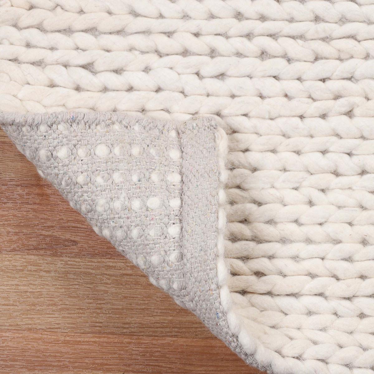 8' Off White Wool Handmade Stain Resistant Runner Rug