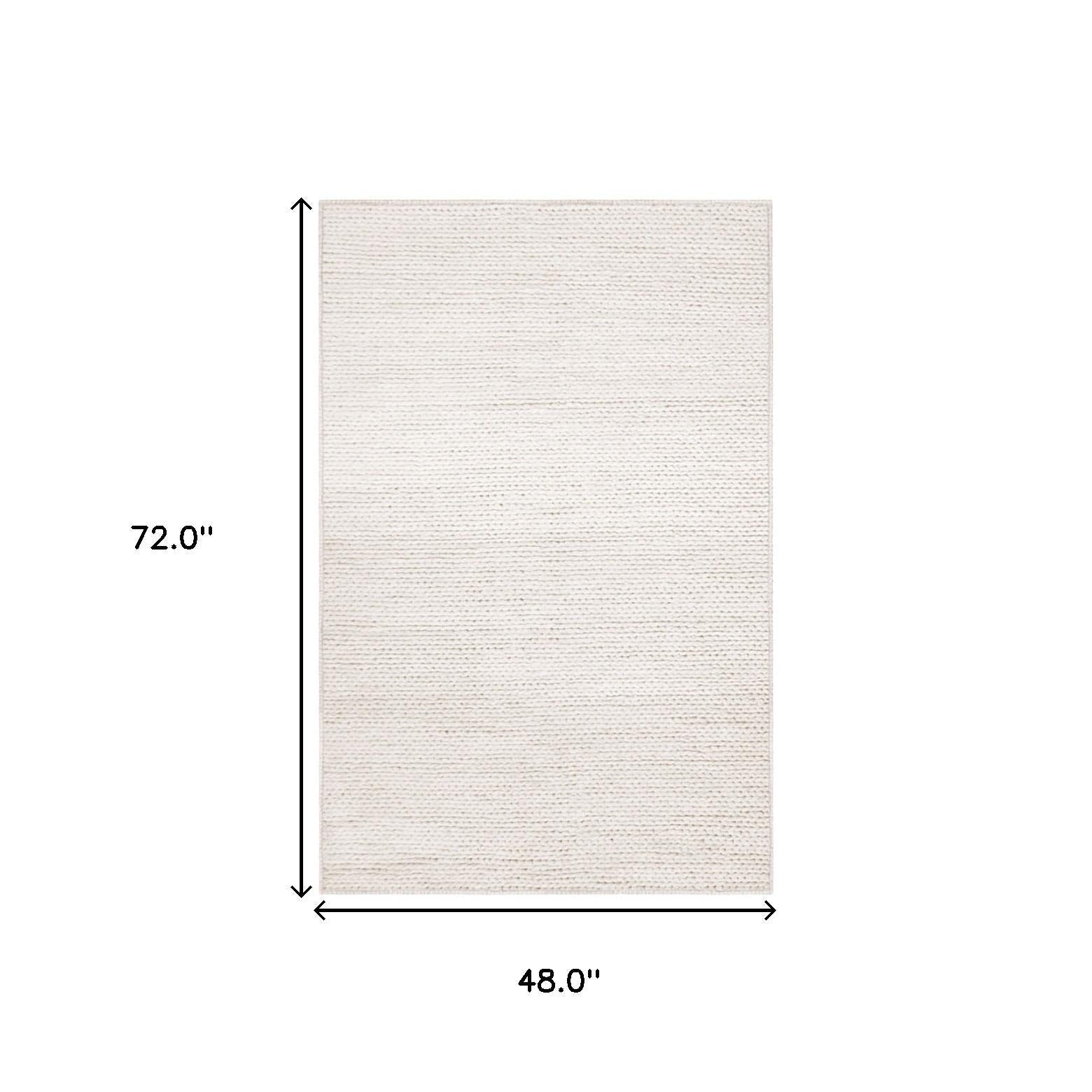 4' X 6' Off White Wool Handmade Stain Resistant Area Rug