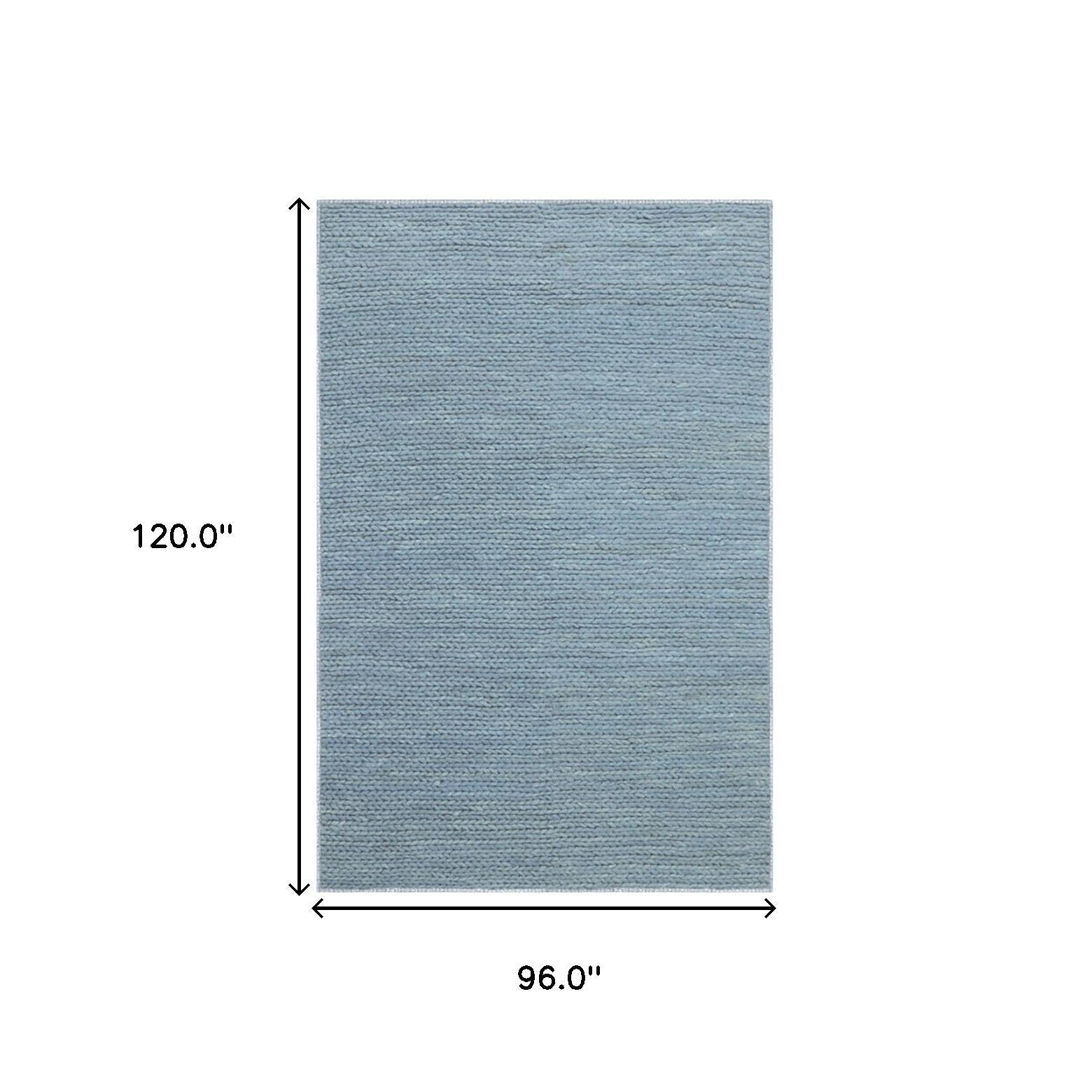 8' X 10' Light Blue Wool Handmade Stain Resistant Area Rug Default Title