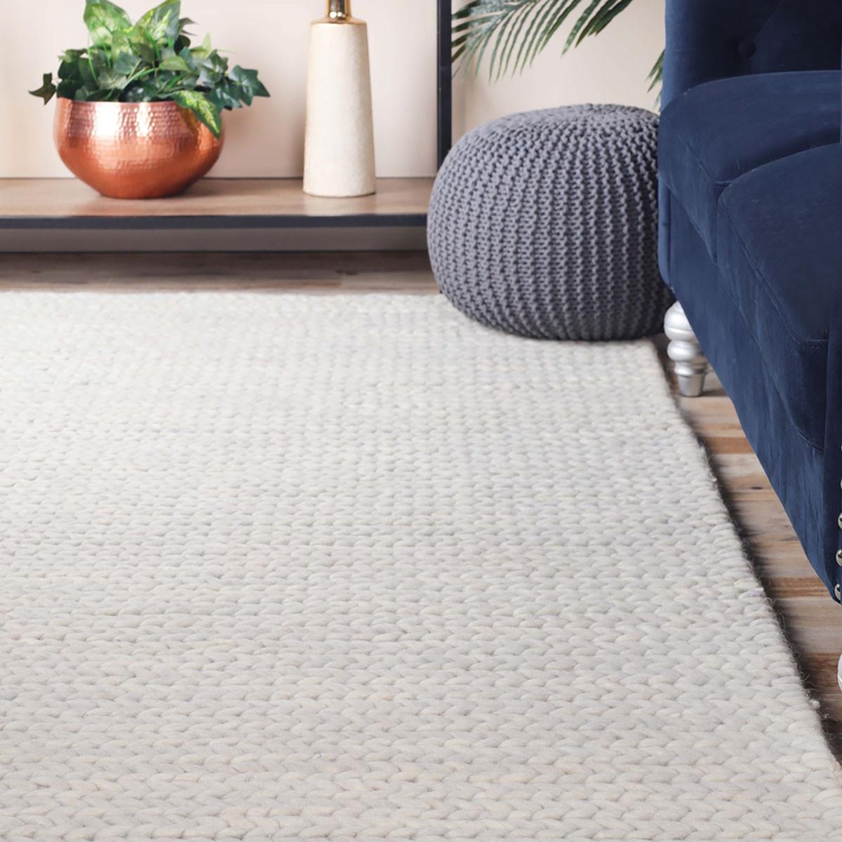 8' X 10' Light Grey Wool Handmade Stain Resistant Area Rug