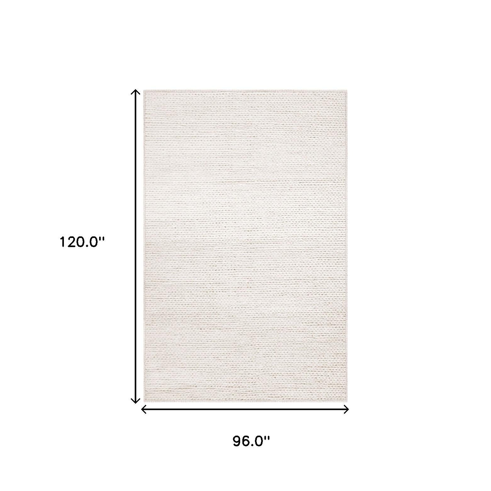 8' X 10' Off White Wool Handmade Stain Resistant Area Rug