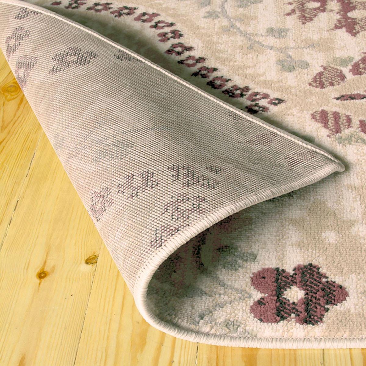 12' Ivory Gray And Olive Floral Stain Resistant Runner Rug