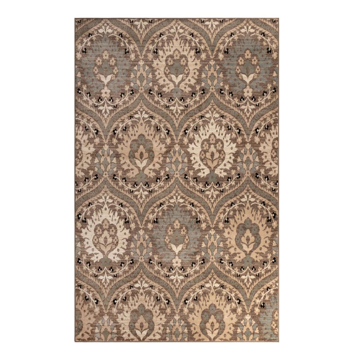4' X 6' Ivory Beige And Light Blue Floral Stain Resistant Area Rug Default Title