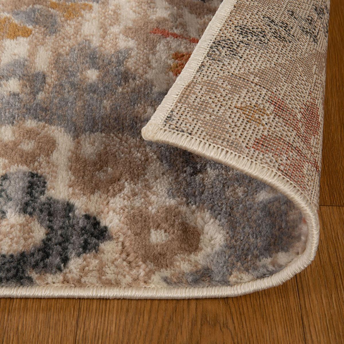 8' X 10' Ivory Orange And Gray Floral Stain Resistant Area Rug