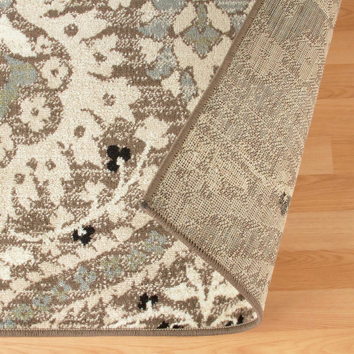 8' X 10' Ivory Beige And Light Blue Floral Stain Resistant Area Rug