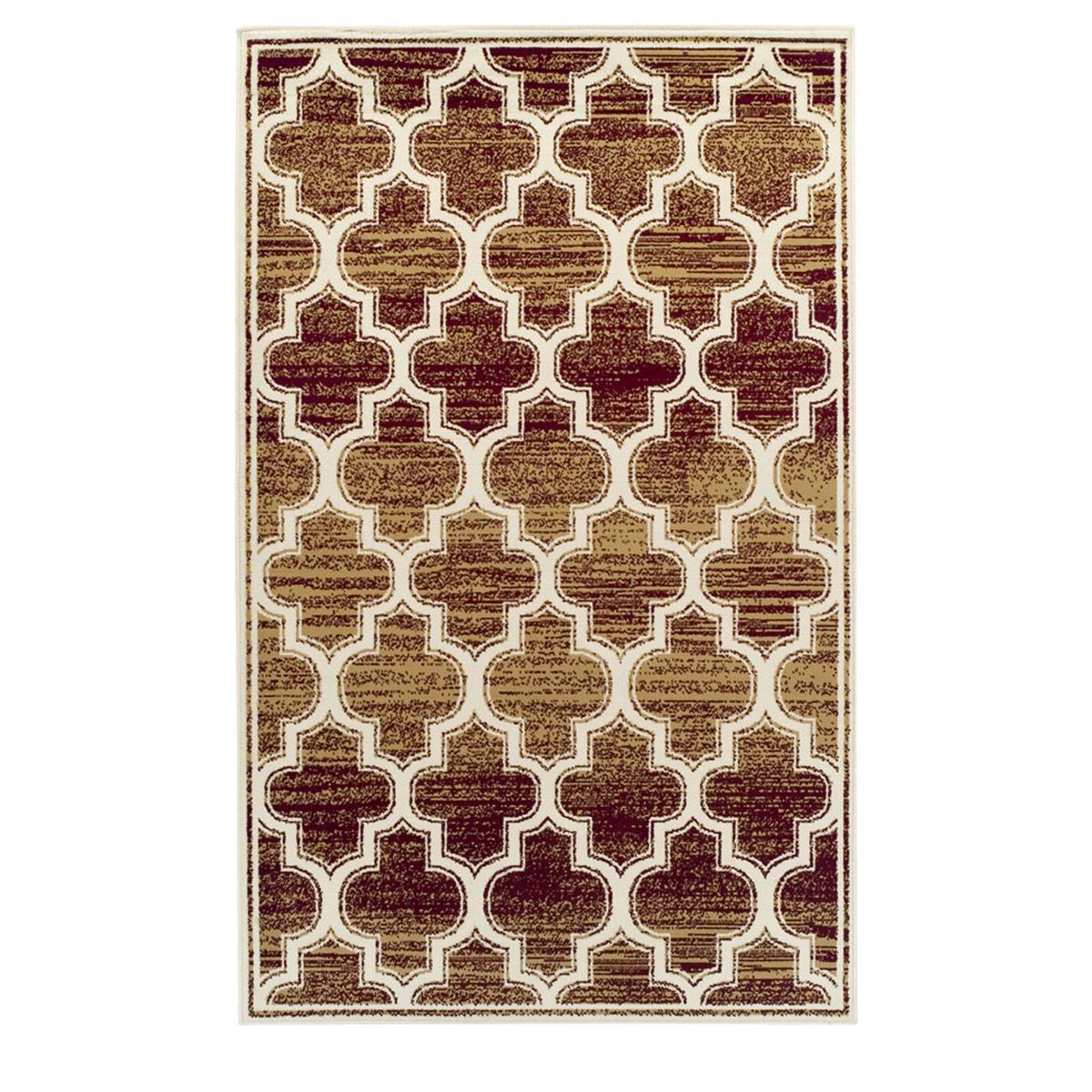 5' X 8' Brick And Gold Geometric Stain Resistant Area Rug Default Title