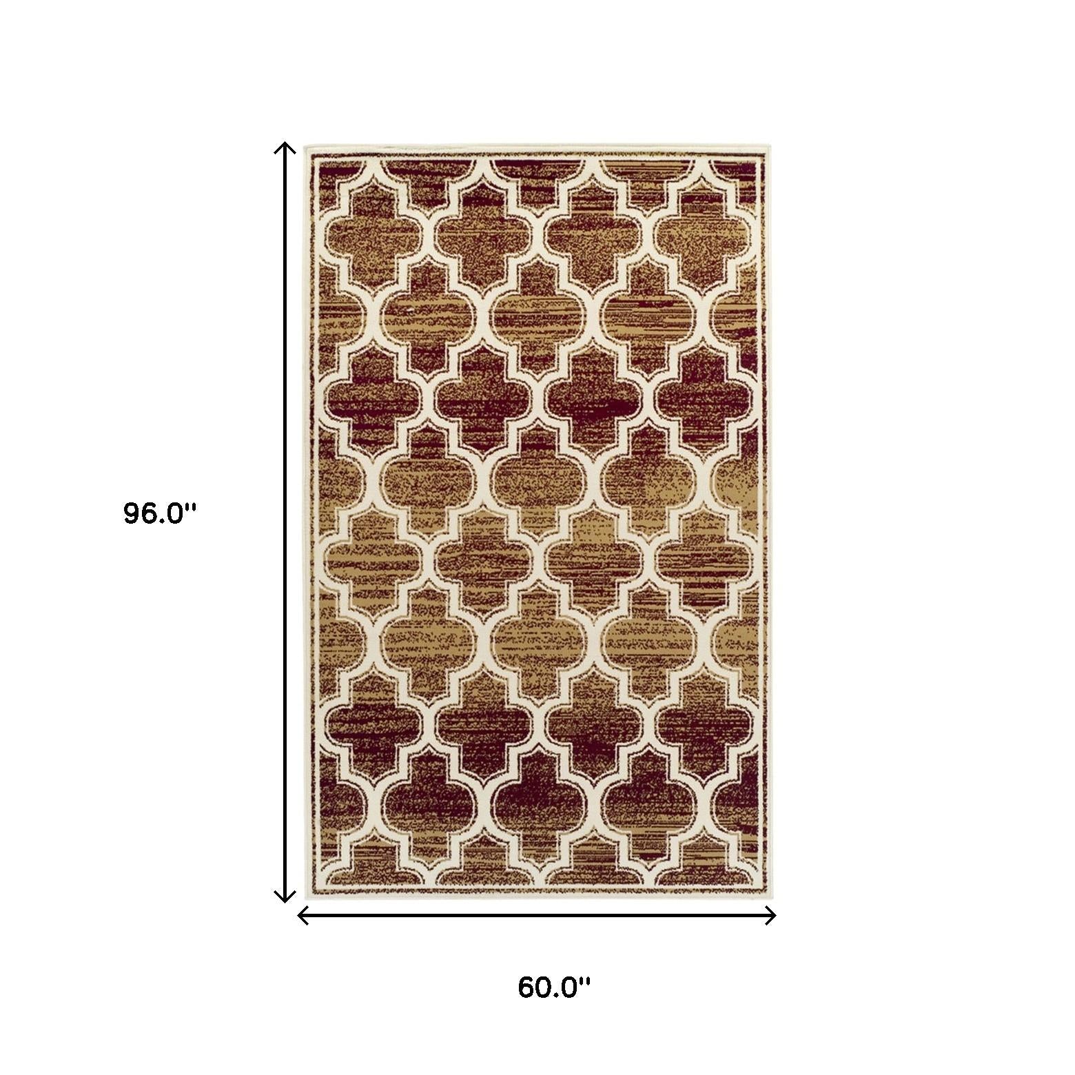 5' X 8' Brick And Gold Geometric Stain Resistant Area Rug