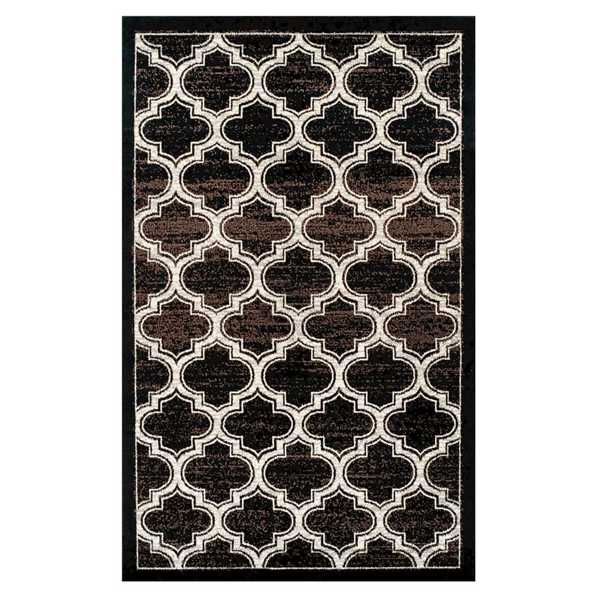 8' X 10' Black Geometric Stain Resistant Area Rug Default Title