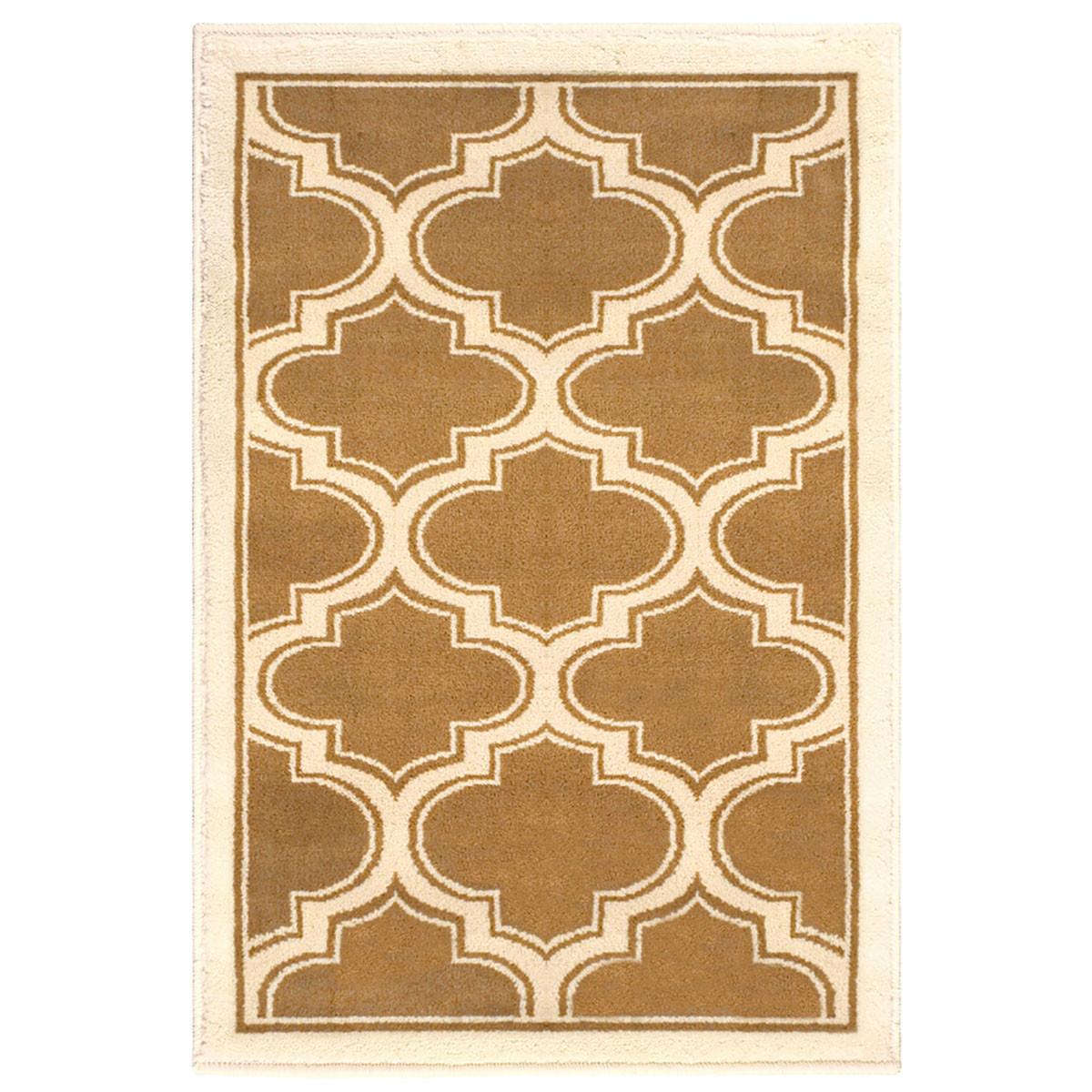 2' X 3' Apricot And Cream Geometric Stain Resistant Area Rug