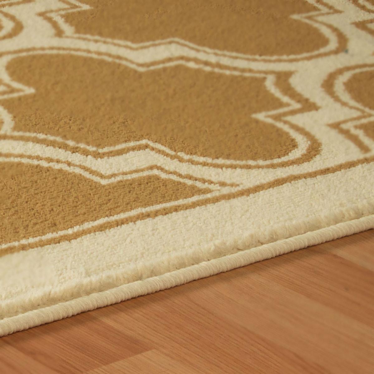 2' X 3' Apricot And Cream Geometric Stain Resistant Area Rug