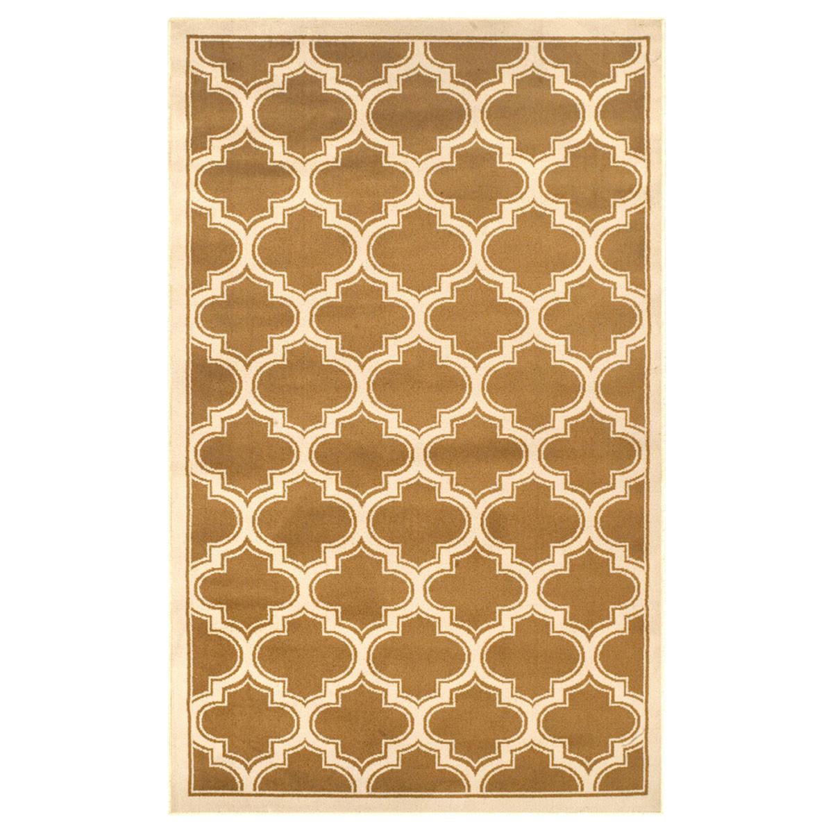 4' X 6' Apricot And Cream Geometric Stain Resistant Area Rug Default Title