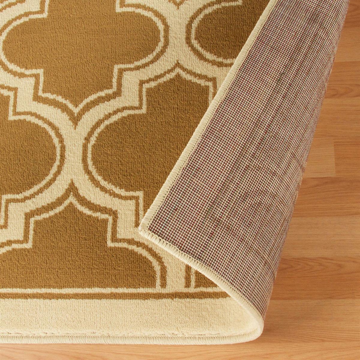 4' X 6' Apricot And Cream Geometric Stain Resistant Area Rug